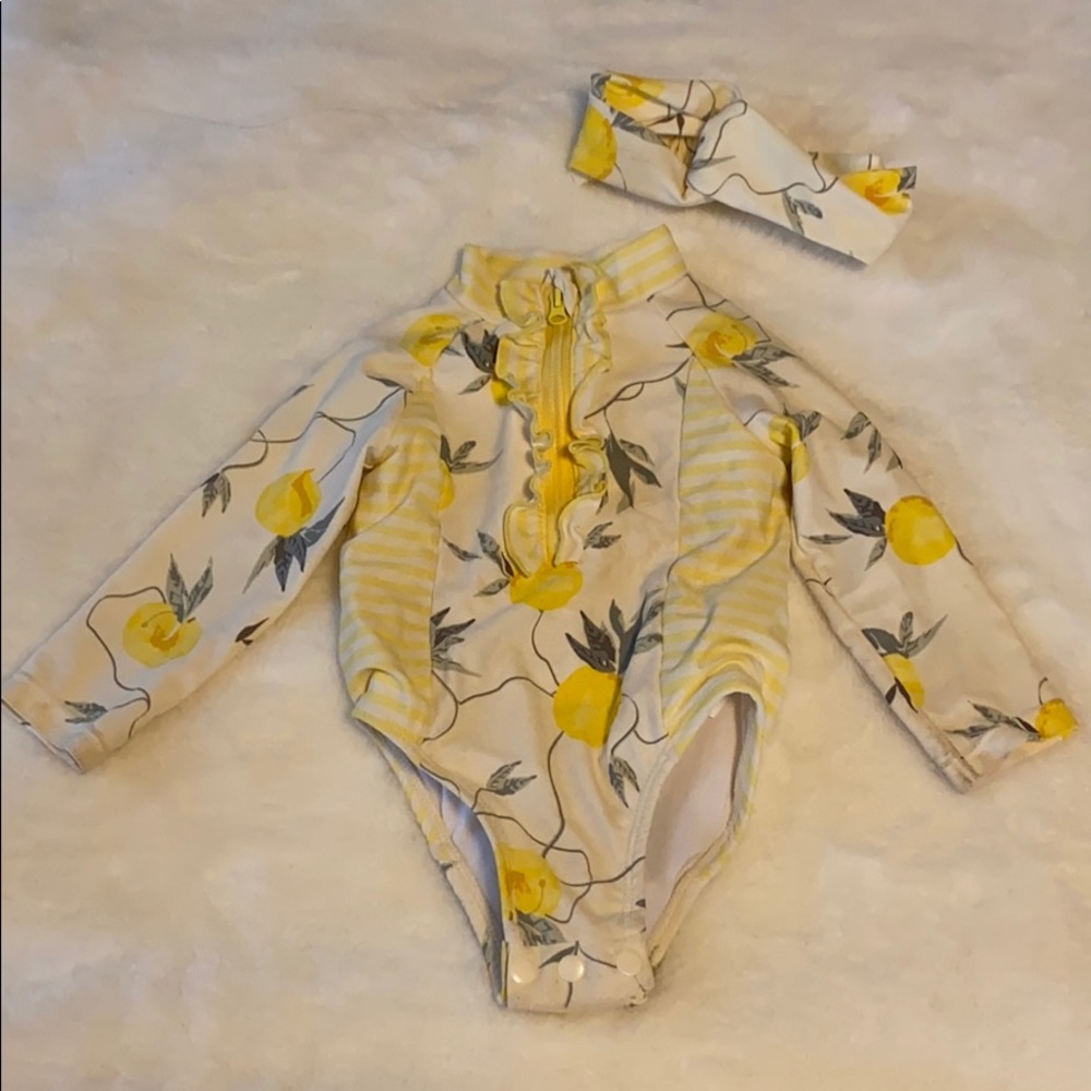 Darling lemon rash guard 6-9 months